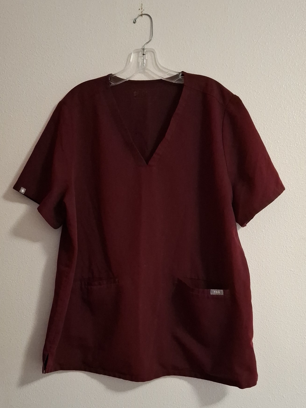 Figs Men's V-Neck Medical Scrub Top Wine Burgundy Size XXL